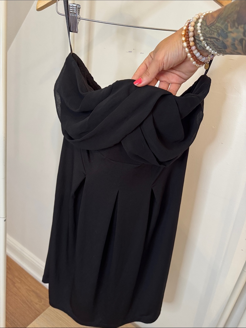 NWT Black Strapless Cowl Neck Women’s Dress size L